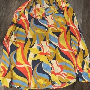 Colorful Abstract Button-Up Blouse